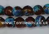 CAG5208 15 inches 10mm faceted round fire crackle agate beads