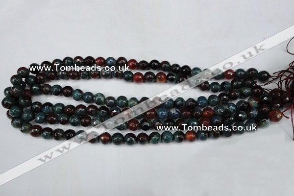 CAG5211 15 inches 8mm faceted round fire crackle agate beads