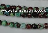 CAG5214 15 inches 6mm faceted round fire crackle agate beads