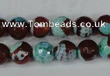 CAG5215 15 inches 10mm faceted round fire crackle agate beads