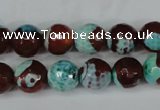 CAG5215 15 inches 10mm faceted round fire crackle agate beads