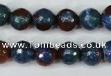 CAG5217 15 inches 10mm faceted round fire crackle agate beads