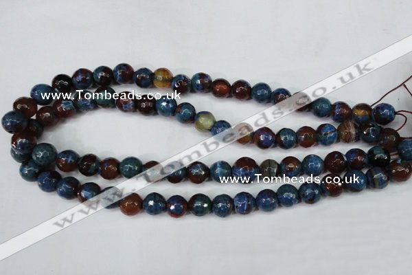 CAG5217 15 inches 10mm faceted round fire crackle agate beads