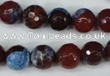 CAG5218 15 inches 12mm faceted round fire crackle agate beads