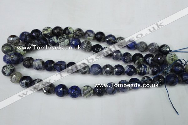 CAG5224 15 inches 12mm faceted round fire crackle agate beads