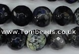 CAG5225 15 inches 14mm faceted round fire crackle agate beads