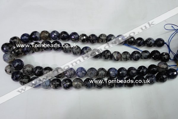 CAG5229 15 inches 12mm faceted round fire crackle agate beads