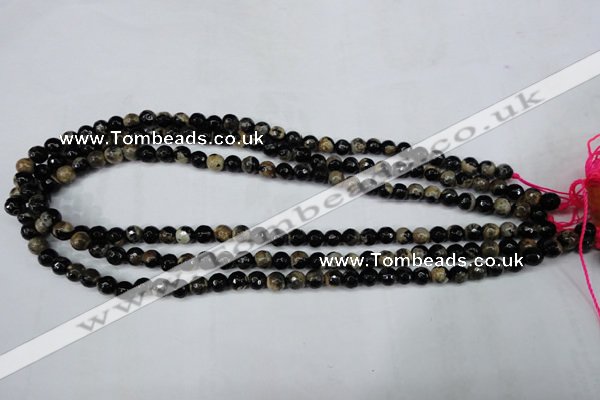 CAG5231 15 inches 6mm faceted round fire crackle agate beads