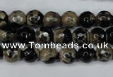 CAG5232 15 inches 10mm faceted round fire crackle agate beads