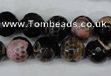 CAG5233 15 inches 12mm faceted round fire crackle agate beads