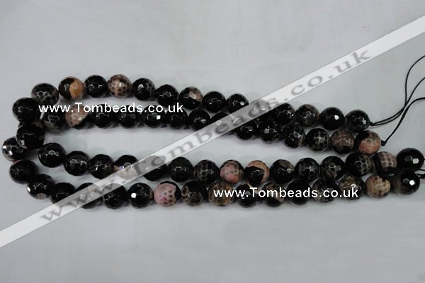 CAG5233 15 inches 12mm faceted round fire crackle agate beads