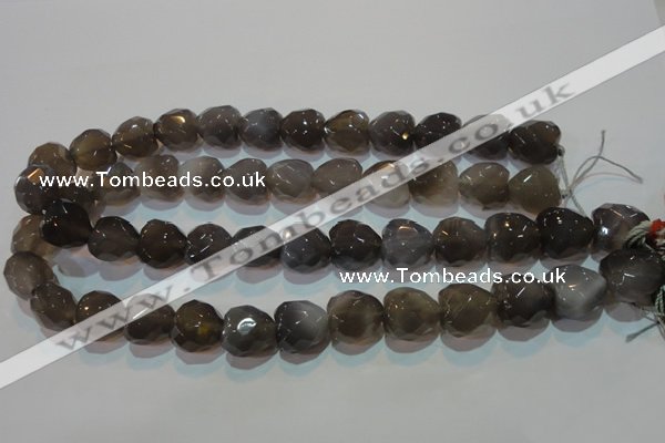 CAG5268 15.5 inches 16*16mm faceted heart Brazilian grey agate beads