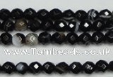 CAG5272 15.5 inches 6mm faceted round black line agate beads