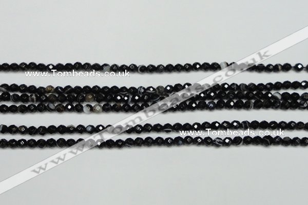 CAG5272 15.5 inches 6mm faceted round black line agate beads