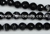 CAG5273 15.5 inches 8mm faceted round black line agate beads