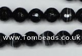 CAG5274 15.5 inches 10mm faceted round black line agate beads