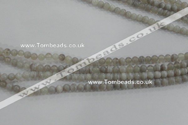 CAG5320 15.5 inches 4mm round grey line agate beads wholesale