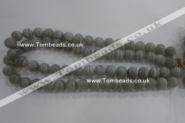 CAG5323 15.5 inches 12mm round grey line agate beads wholesale