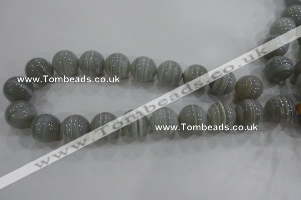 CAG5327 15.5 inches 20mm round grey line agate beads wholesale