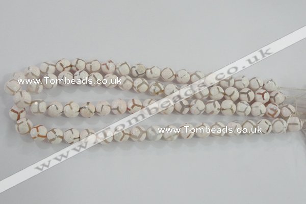 CAG5334 15.5 inches 10mm faceted round tibetan agate beads wholesale