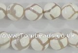 CAG5335 15.5 inches 12mm faceted round tibetan agate beads wholesale