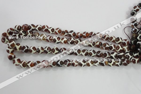 CAG5339 15.5 inches 10mm faceted round tibetan agate beads wholesale