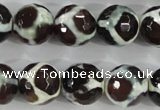 CAG5341 15.5 inches 14mm faceted round tibetan agate beads wholesale