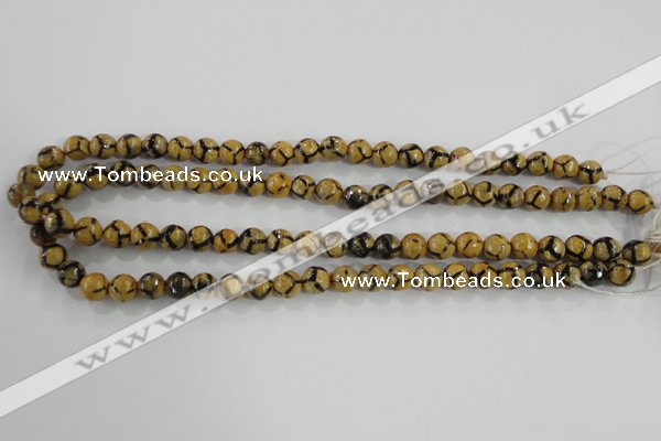 CAG5343 15.5 inches 8mm faceted round tibetan agate beads wholesale