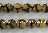 CAG5344 15.5 inches 10mm faceted round tibetan agate beads wholesale
