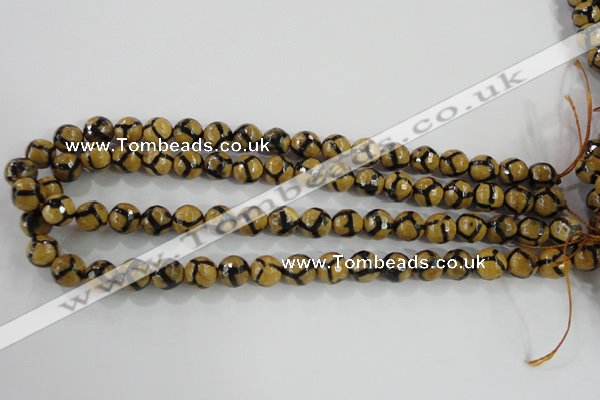 CAG5344 15.5 inches 10mm faceted round tibetan agate beads wholesale