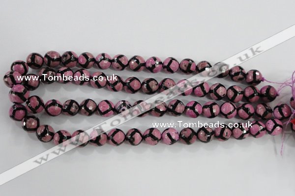 CAG5349 15.5 inches 12mm faceted round tibetan agate beads wholesale