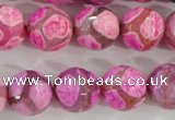 CAG5351 15.5 inches 14mm faceted round tibetan agate beads wholesale