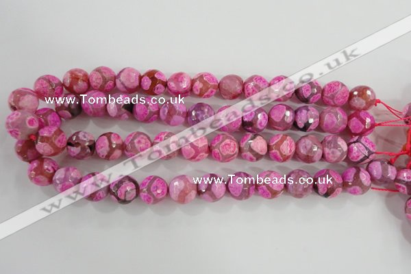 CAG5351 15.5 inches 14mm faceted round tibetan agate beads wholesale