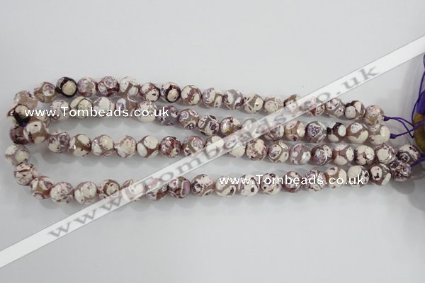 CAG5353 15.5 inches 10mm faceted round tibetan agate beads wholesale