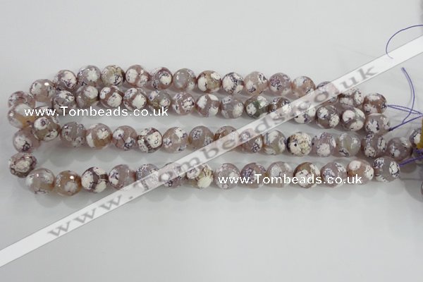 CAG5354 15.5 inches 12mm faceted round tibetan agate beads wholesale