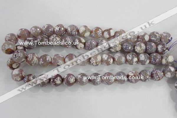 CAG5355 15.5 inches 14mm faceted round tibetan agate beads wholesale