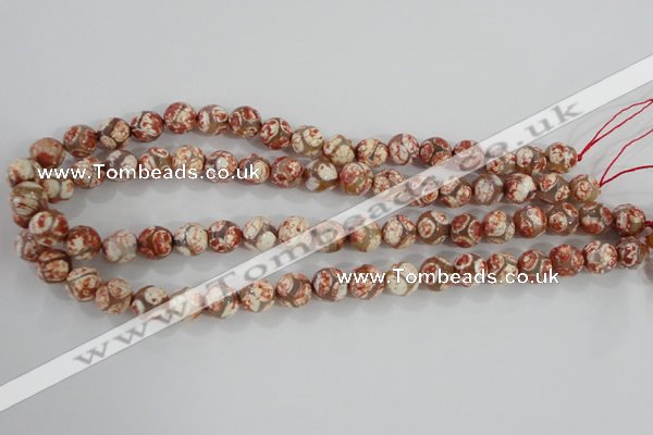 CAG5358 15.5 inches 10mm faceted round tibetan agate beads wholesale