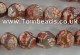 CAG5359 15.5 inches 12mm faceted round tibetan agate beads wholesale