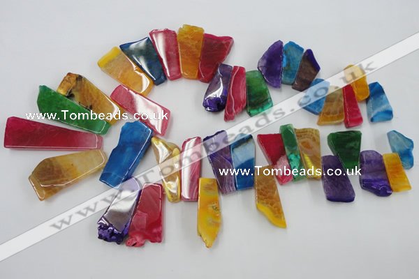 CAG5457 15.5 inches 12*25mm - 15*62mm freeform agate gemstone beads