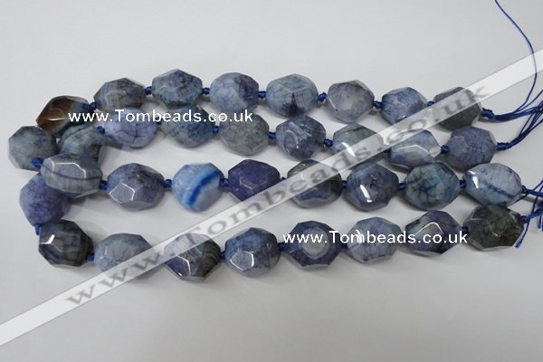 CAG5516 15.5 inches 18*22mm faceted nuggets agate gemstone beads
