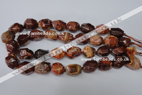 CAG5517 15.5 inches 18*22mm faceted nuggets agate gemstone beads