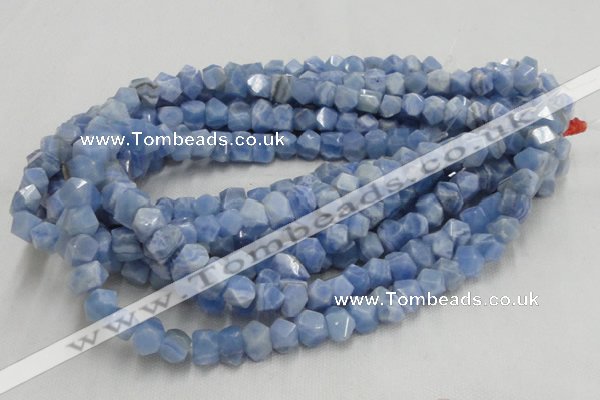 CAG557 16 inches 8*12mm faceted freeform blue agate beads wholesale