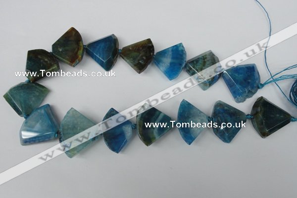 CAG5577 15 inches 22*32mm faceted triangle dragon veins agate beads