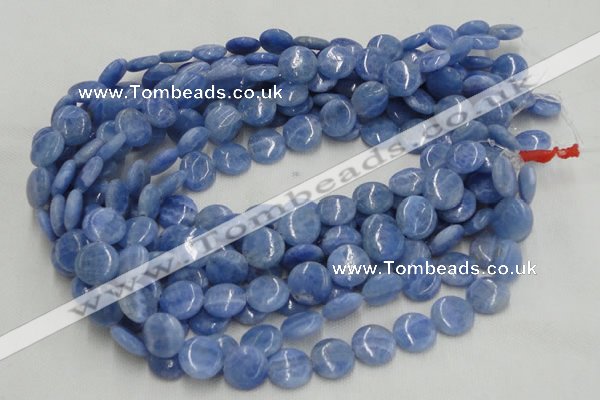 CAG558 16 inches 10mm flat round blue agate gemstone beads wholesale