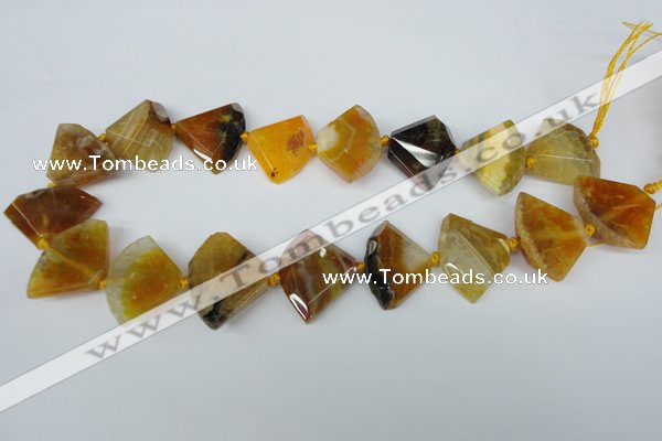 CAG5580 15 inches 20*30mm faceted triangle dragon veins agate beads