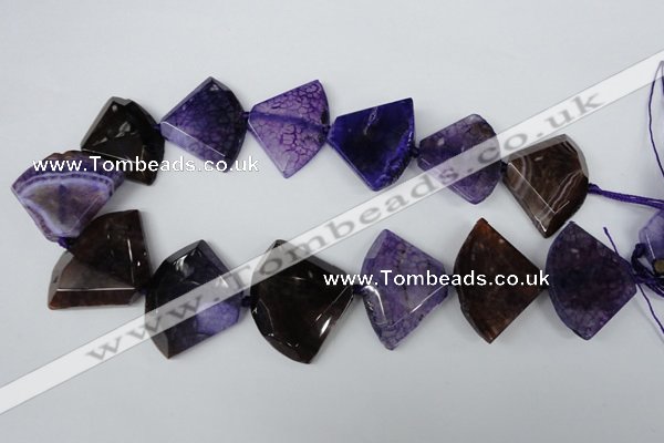 CAG5587 15 inches 30*40mm faceted triangle dragon veins agate beads