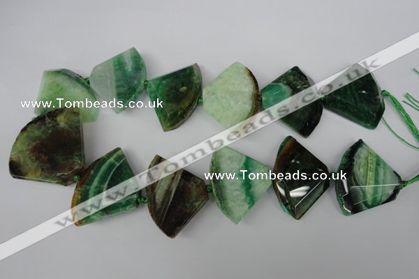 CAG5588 15 inches 30*40mm faceted triangle dragon veins agate beads