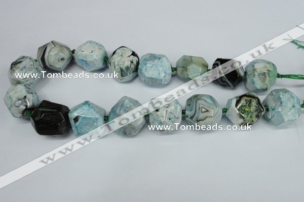 CAG5596 15 inches 25mm faceted nuggets agate gemstone beads