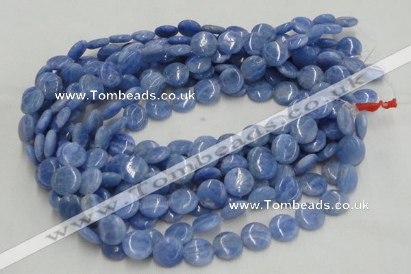 CAG560 16 inches 14mm flat round blue agate gemstone beads wholesale