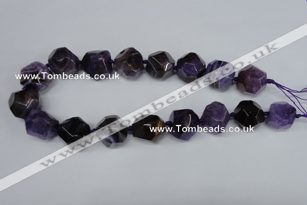 CAG5600 15 inches 24mm faceted nuggets agate gemstone beads